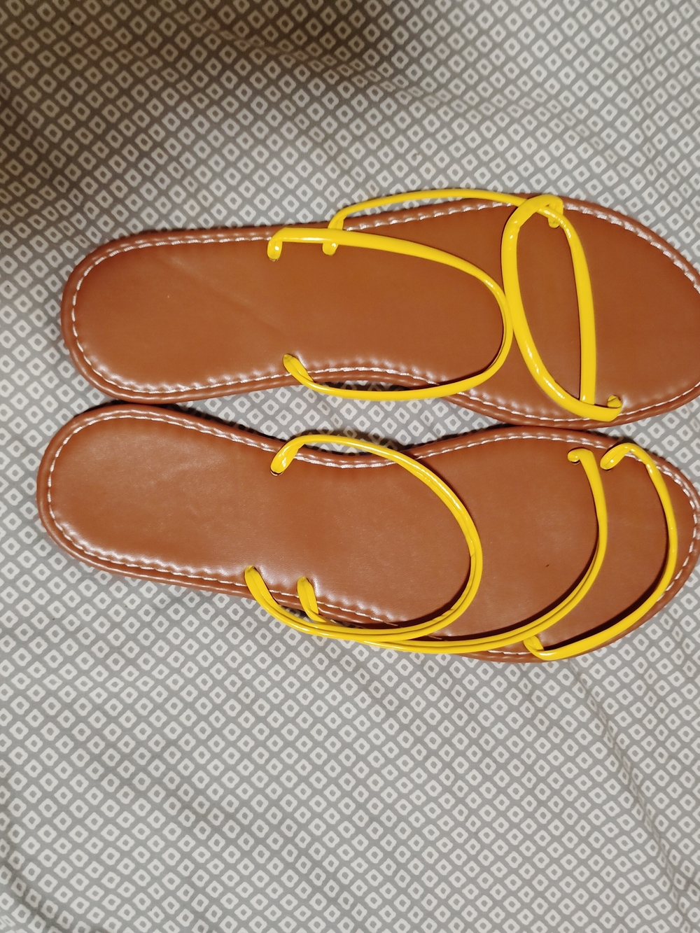 Women’s Yellow-Strap Slide Sandals with Brown Footbed